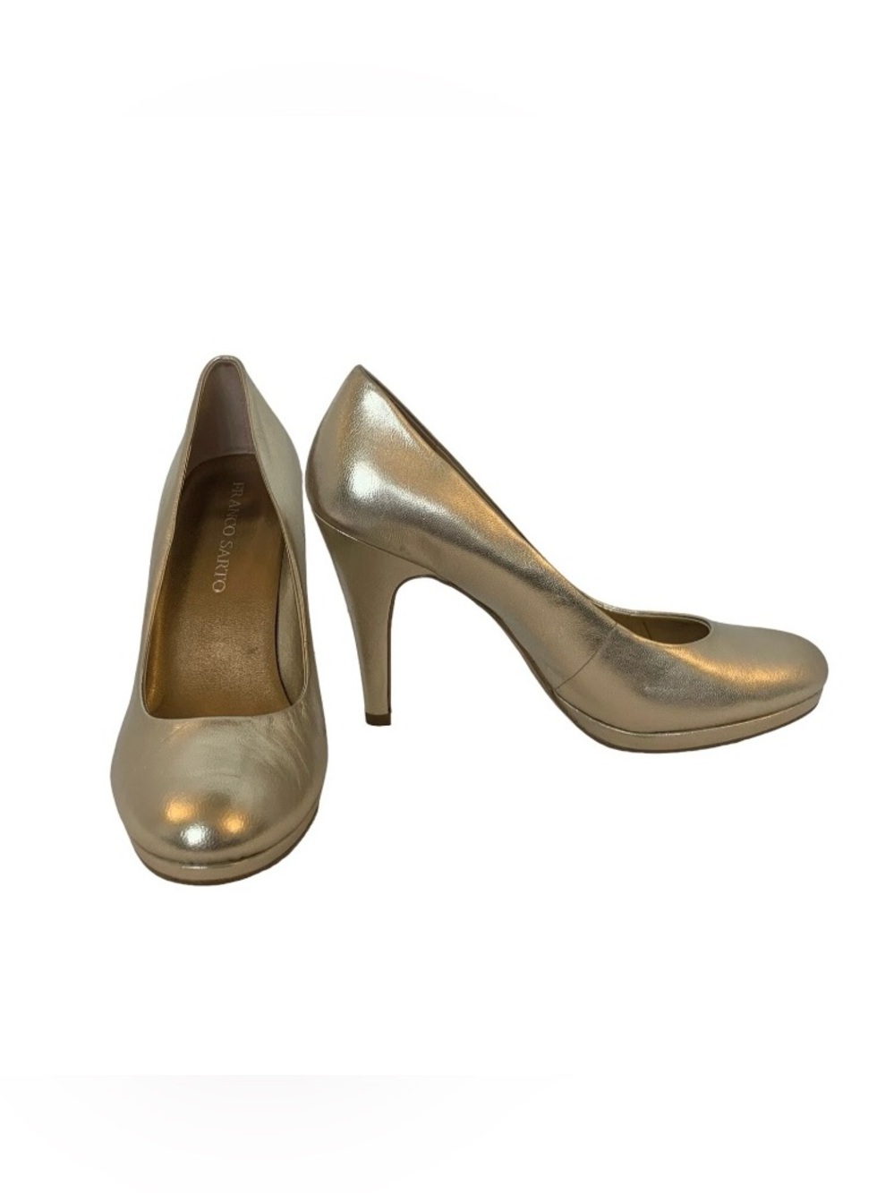 Franco Sarto Napoli Women's Size 8.5 M Metallic Gold Leather Pumps Heels